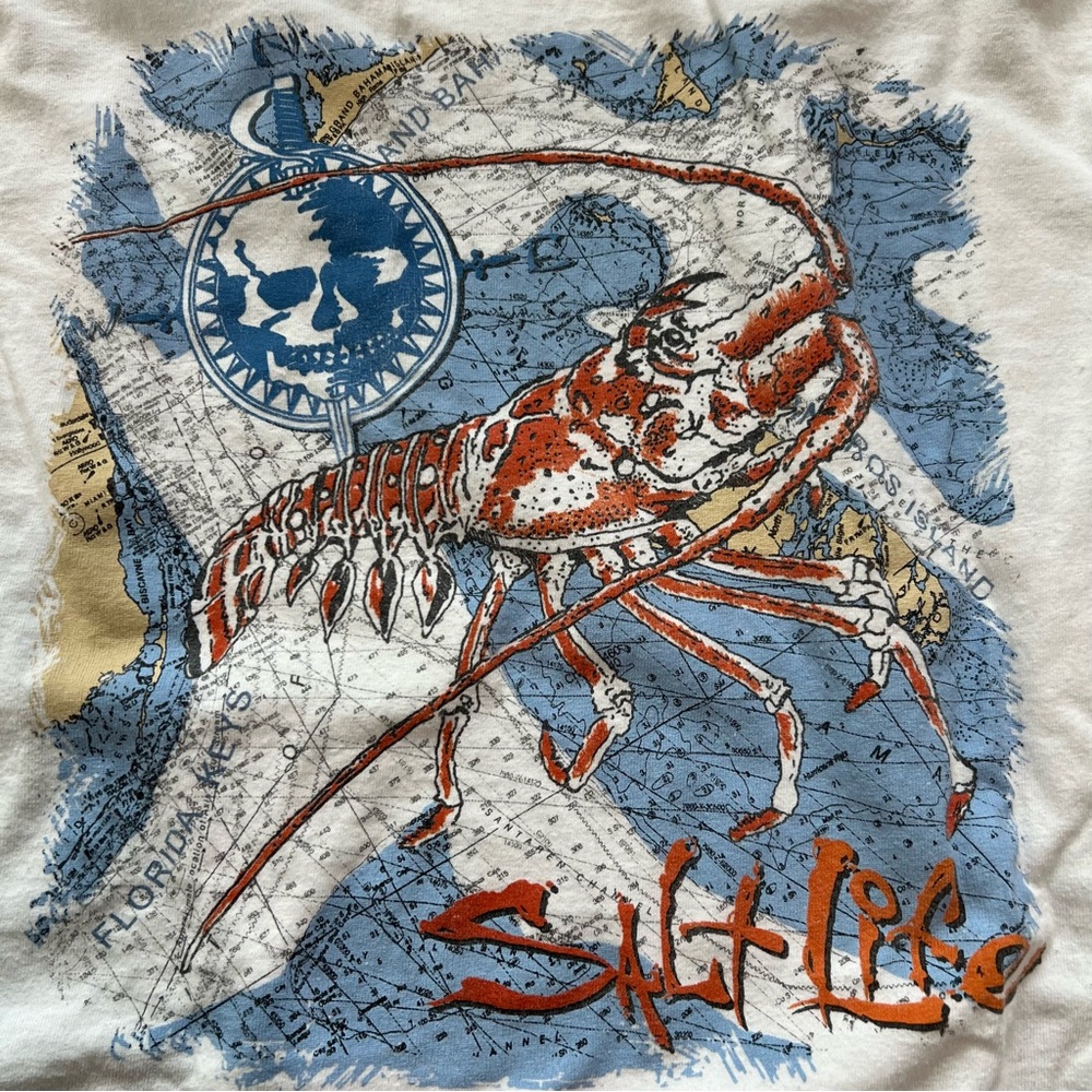 Salt life tee shirt Sz L long sleeve Florida Lobster graphic back sleeve fishing